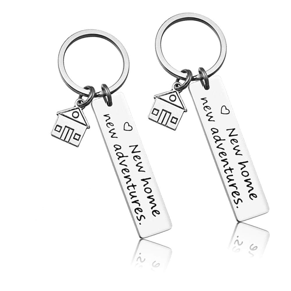 2 Pcs New Home Keychain 2024 Housewarming Gift For New Homeowner House Keyring Moving in Key Chain New Home Owner