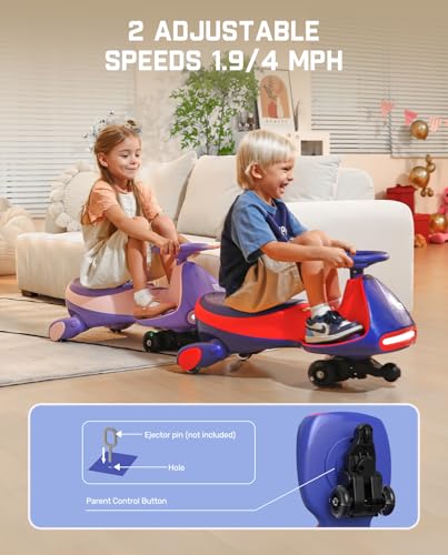 FanttikRide N7 Pro Electric Wiggle Car with Pedal, Rechargeable Battery, CyberWiggle, 2 in 1 Swing Car, 2 Speed, Anti-Rollover, Flashing Wheels, Bluetooth, for Ages 3 and Up, 150 Lbs, Blue