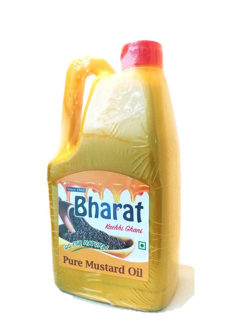 Bharat Pure Mustard Oil 1 Litre | Kachi Ghani Cold Pressed Mustard Oil | Authentic Indian Cooking Oil | Rich in MUFA & PUFA | Strong Aroma & Flavor