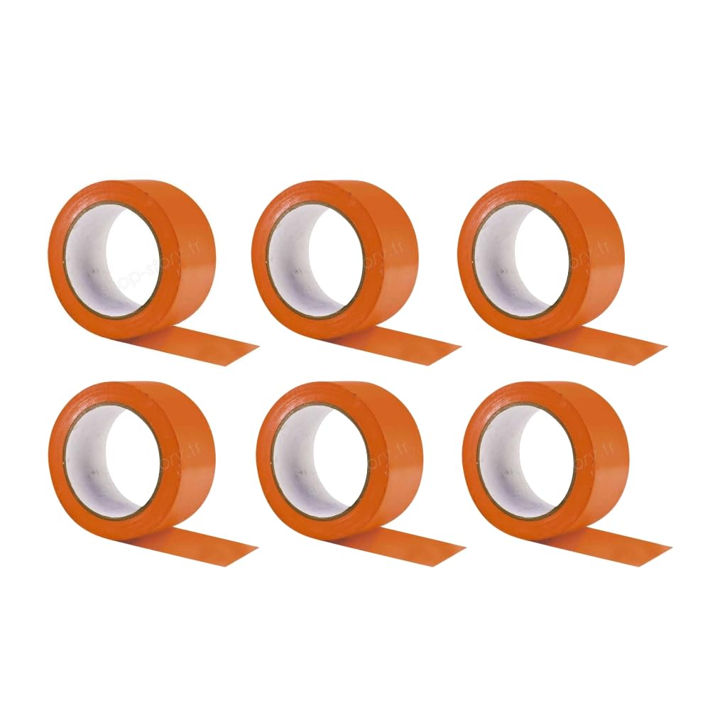 SHOP-STORY X6 Ruban adhésif de chantier multi usage, masquage réparation - PVC orange - 33 m x 50 mm