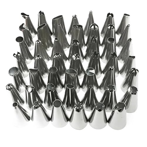 Piping Nozzle Set Cake Decorating 48Pcs/Set Stainless Steel Icing Piping Nozzles Pastry Tips Set Cake Baking Tools Accessories Reusable