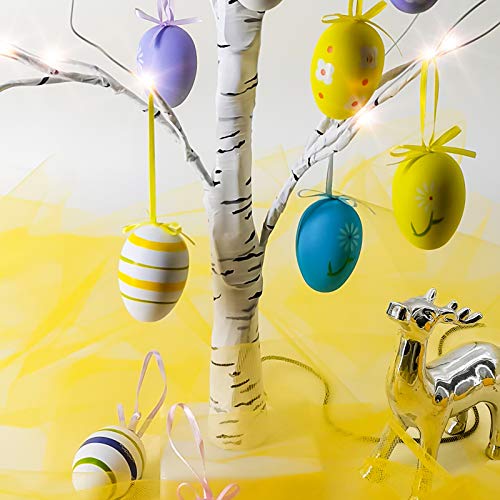 Easter Decorations, DIY Artificial Tree Lamp 24 inch Easter Tree White Birch Tree with Set of 12 Hanging Easter Egg Ornaments for Easter Home Decoration Wedding Holiday Party Birthday Indoor Use - Thumbnail 5