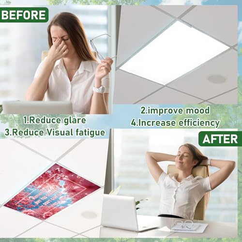 Image of VIHOSE 4 Pcs Fluorescent Light Covers for Ceiling Lights 4 x 2 ft Motivational Magnetic Light Covers Inspirational Classroom Filters for Classroom Office Home Kitchen (Season)