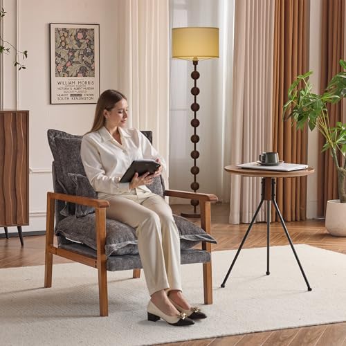 Sillón Chenille Gris con Diseño Fruncido miniatura 3