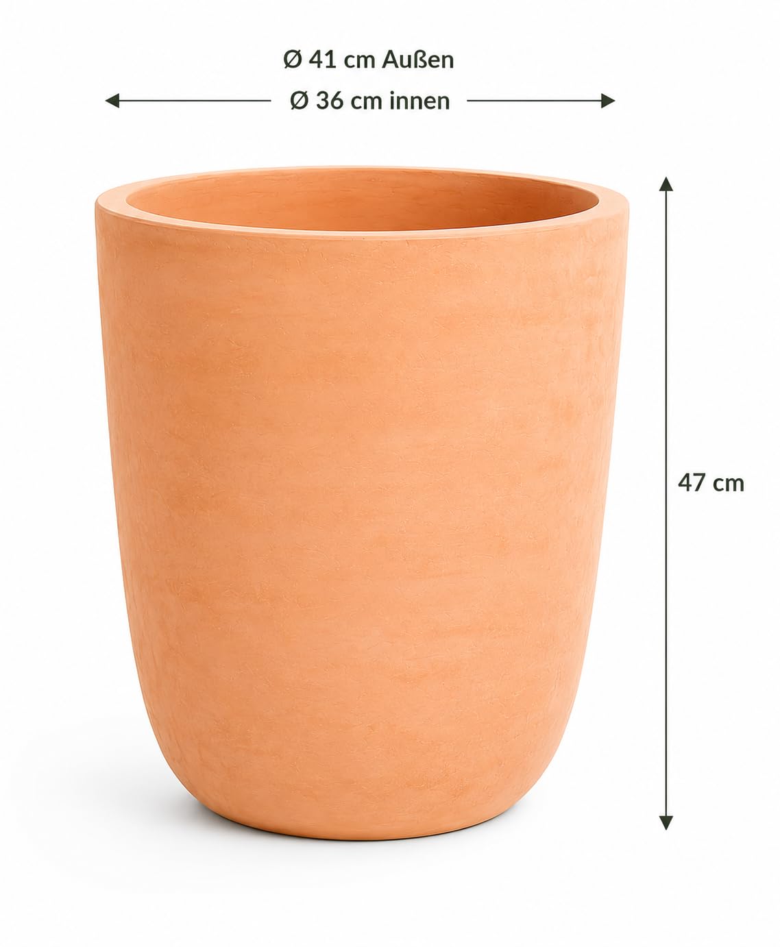 Terracotta Pflanzkübel Handgemacht Blumentopf Blumen Vase 3 Größen Garten mediterran Ton Topf für außen & innen (Ø 41 cm)