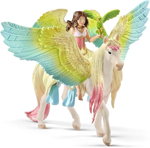 Schleich BAYALA | Surah avec Pégase Scintillant 70566 | Elfe avec Oiseau & Pégase magnétique | Cadeau Magique pour Filles & garçons | Figurines de...