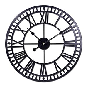 Noir_B_40 Tuinklok, weerbestendig, outdoor, Romeinse cijfers, voor binnen en buiten, nauwkeurige demper, metalen…