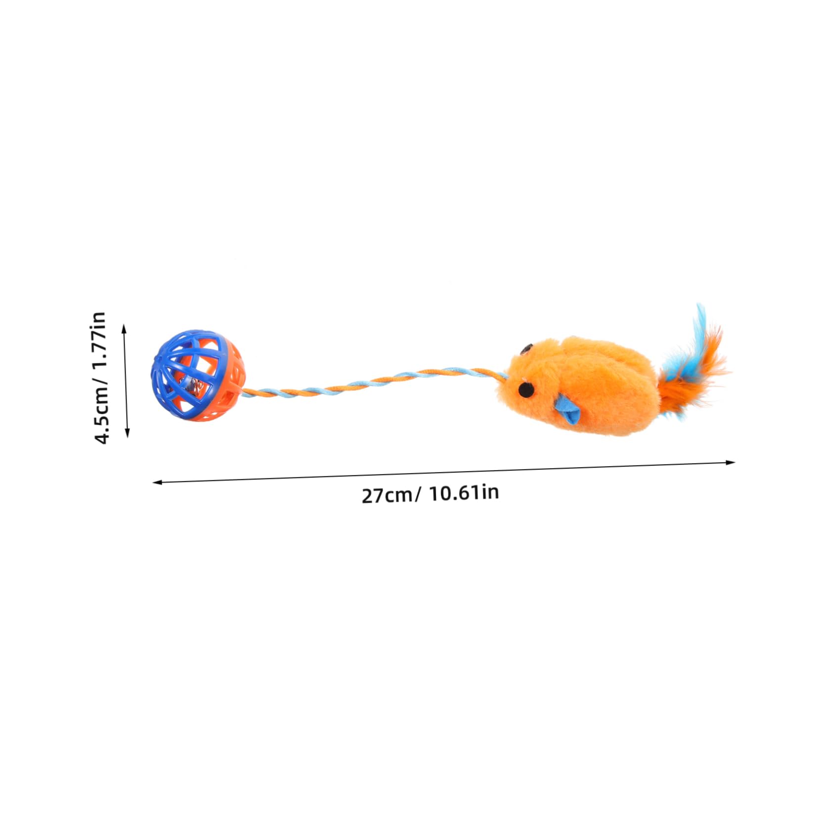 Jouet pour Chat Plastique avec Cloche Sonore Jouet à Mâcher Solide Taille Petite Couleur Orange pour Domicile Adapté Aux Chatons Et Chats Adultes