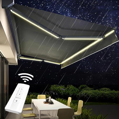 Listado y reviews de Comprar toldo Top cinco. 29 MOFGOE Toldo retráctil eléctrico para Patio de 2x1,5 m con luz LED, Refugio Parasol con Control Remoto, Resistente al Agua y al Calor, pérgola Refugio para Patio, cafetería...