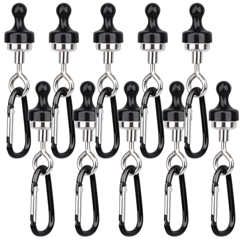 OCEUMAOA 10 ganchos magnéticos negros extrafuertes, soporte magnético de neodimio, ganchos magnéticos para camping, garaje, cocina, oficina, ganchos desmontables, para camping