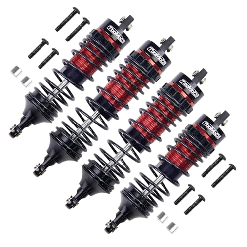 TOOMOD 1/10 RC Oil Shock Absorber Big Bore Absorber Damper Set Compatible with Traxxas Slash 2WD/ 4X4, Rustler 2WD/ 4X4 VXL, Stampede, Hoss, Bandit Part Upgrades Replace of 5862 (Black/Red)