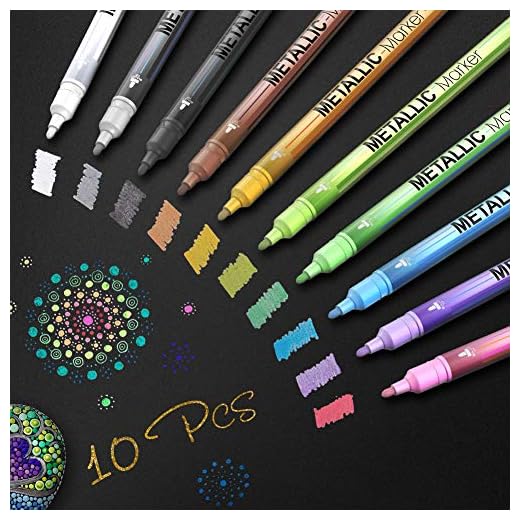 TOPERSUN 10PCS Rotuladores Metálicos de Punta Media Rotuladores de Colores para Hacer Tarjetas Scrapbooking Foto de bricolaje Piedra de papel del álbum