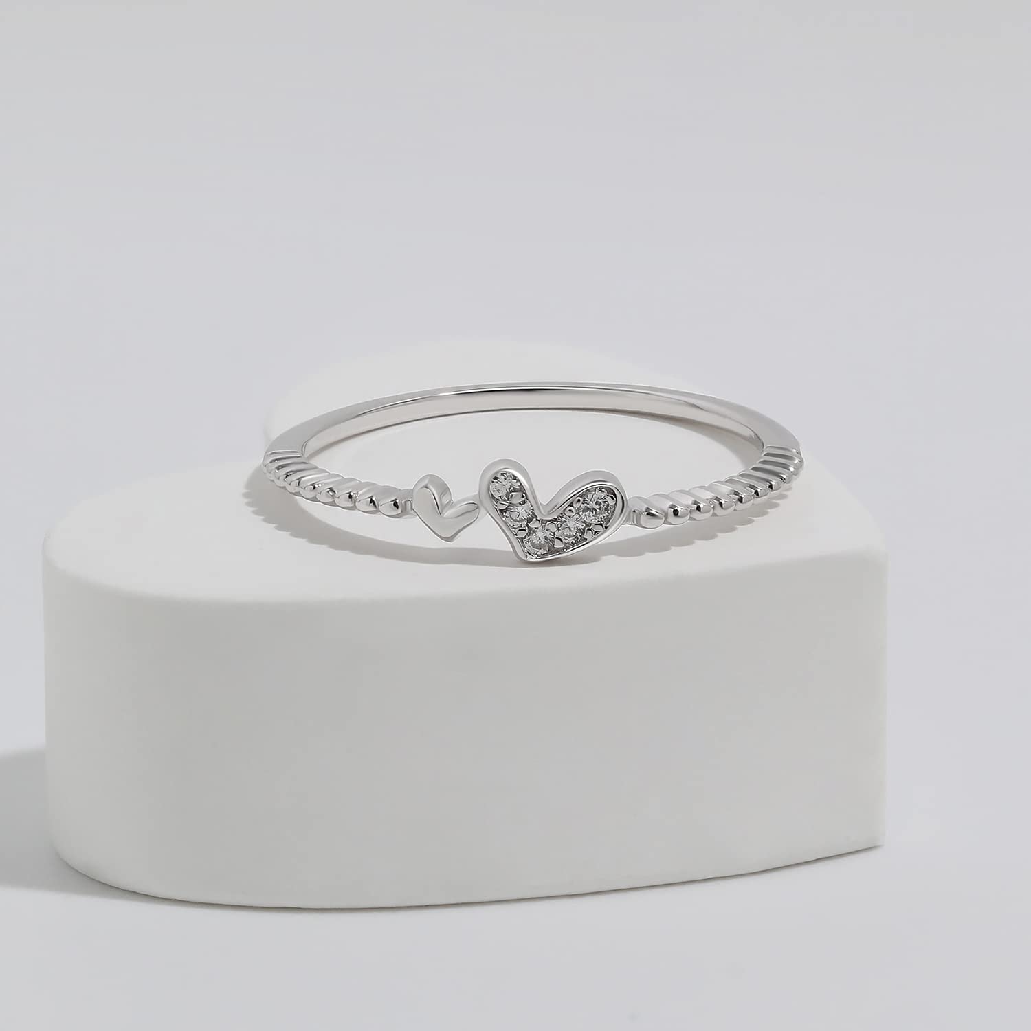 Meissa Heart Stacking Ring für Frauen 925 Sterling Silber Stackable Ring Freundschaft Ringe Tiny Heart Dainty Ring Mädchen Geburtstag Schmuck Geschenk