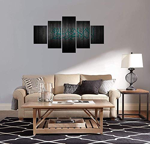 Basilefc kunstdrukken op canvas, 5 stuks, 200 x 100 cm, zwart, eenvoudig, Arabisch, groen, frame, modern schilderij… - Image 6