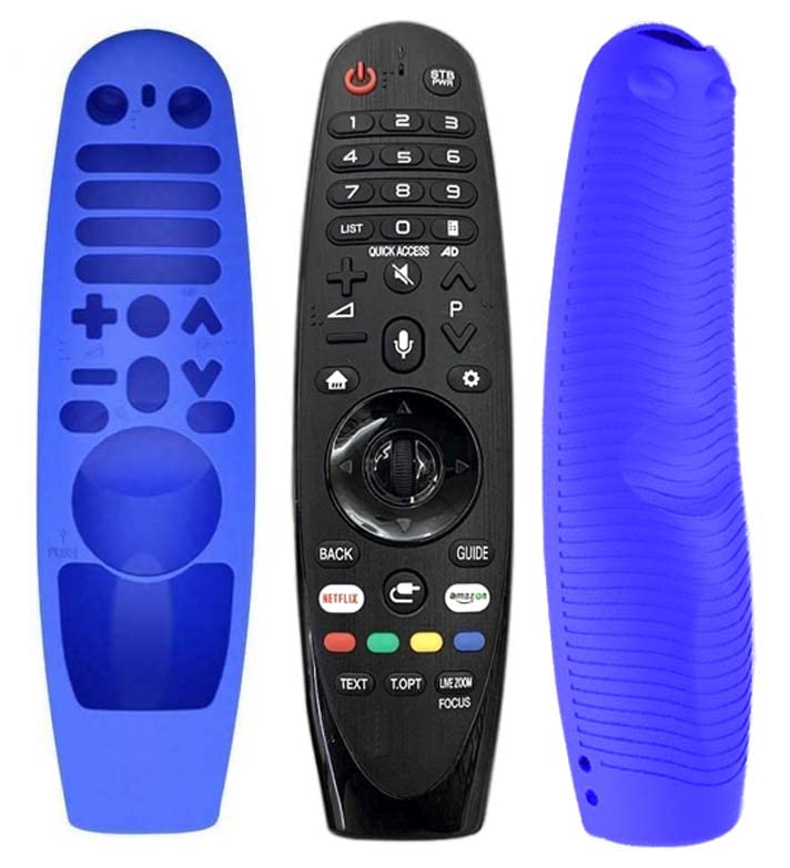 Caldipree Protective Silicone LG Magic Remote Cover Case Shockproof Washable Skin Anti-Lost Remote Holder Cover with Lanyard for LG AN-MR600 ANMR650 ANMR18BA 3D TV Magic Remotes (Blue)