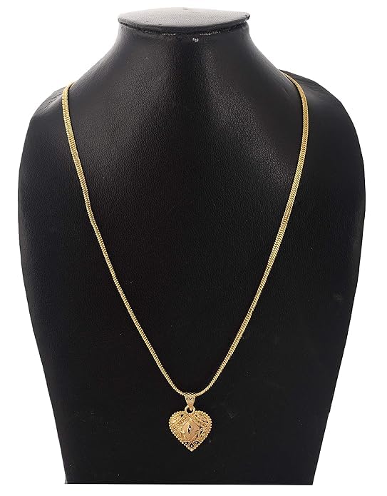 Image of Handicraft Kottage 1gm 22Ct Gold Plated chain with Pendant | latest & Stylish Celebrity Inspired Chain /Necklace /Jewellery Set /Fashion jewellery for Men, Women Boys Girls