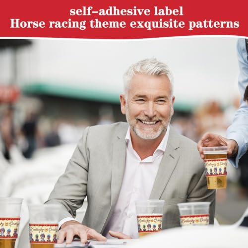 FIONUPI 50 Pcs Kentucky Horse Derby Label Stickers Waterproof Water Bottle Sticker Wrappers Horse Race Party Favor Gift Decorations for Women Men Adults Souvenirs - Thumbnail 4