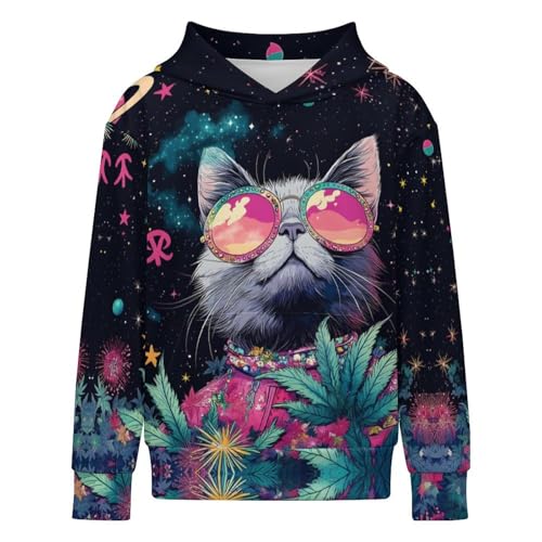 Boys Girls Hoodies 3D Printed Rainbow Tie-dye Cool Hooded Pullover Sweatshirt for Kids2