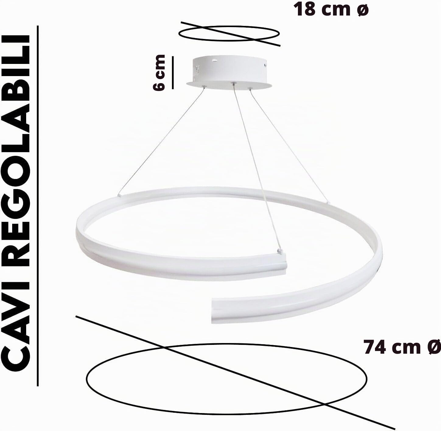 MAKA Lampadario a Sospensione Moderno LED | Lampadario Sospeso per Camera da Letto, Soggiorno Moderno a Spirale | 100W 11000 Lumen | Luce Fredda 6500K| Diametro 74 cm