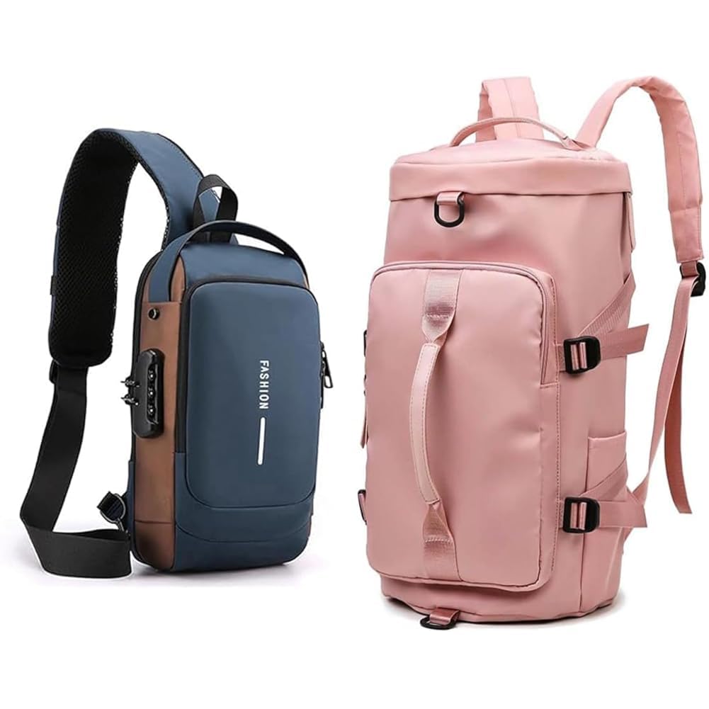 tekcool Sling Bag for Men Stylish Crossbody Backpack for Men & Women, Anti-Theft Chest Bag with + 44L Polyester Gym Duffel Shoulder Bag for Women Men for Sports, Waterproof Dufflebag with-picture-48