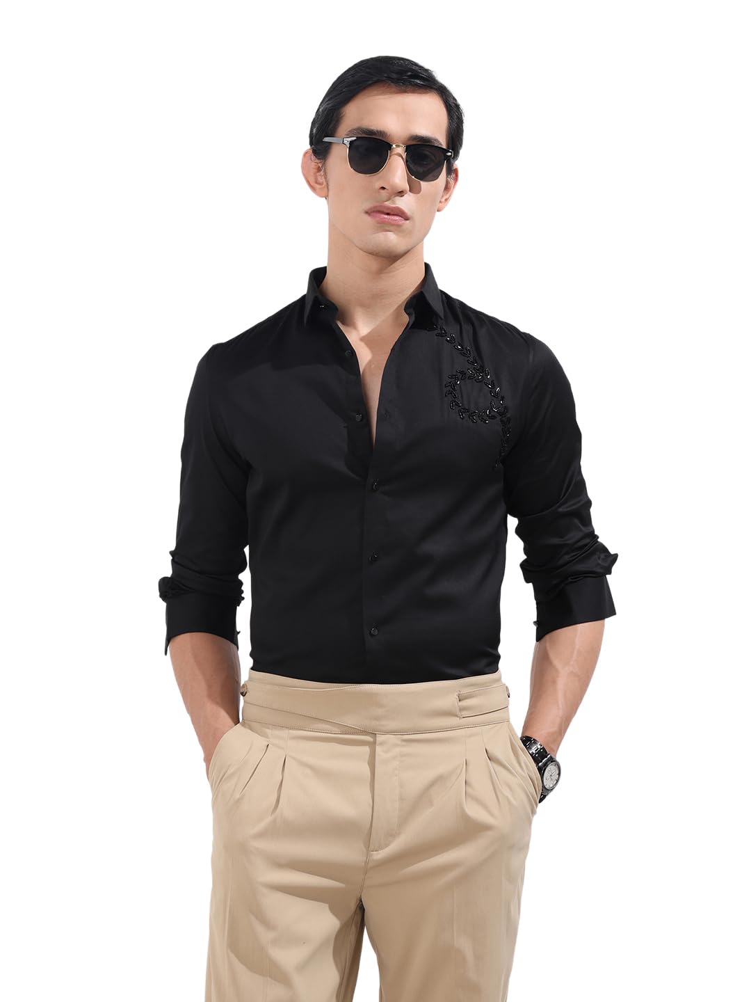 The Indian Garage Co Camicia da festa a maniche lunghe con colletto cutaway impreziosito slim fit da uomo