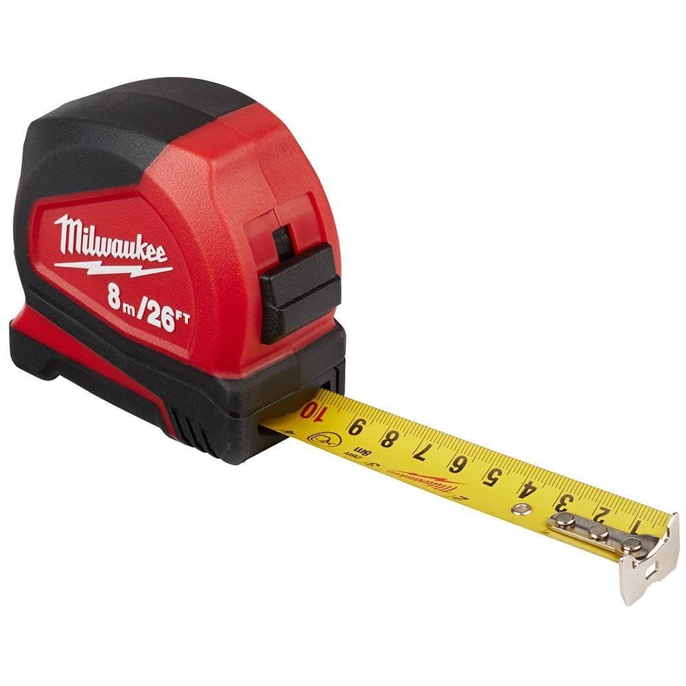 Flexómetro Milwaukee compacto de 8 m y 26 ft para medición de planos 2