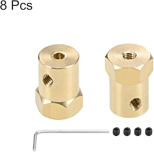 Miniatura 6 de uxcell Acoplador hexagonal de 0.157 in con eje hexagonal de latón con eje de latón conector flexible para ruedas de coche, neumáticos, motor de eje