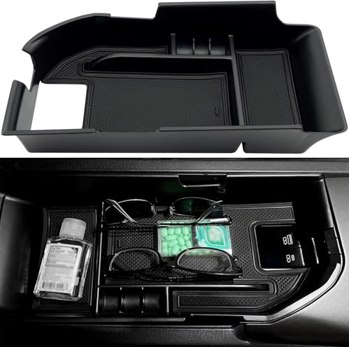 EVTIME Compatible with Camry XLE or XSE 2018-2021 2022 2023 2024 & Camry LE SE 2020-2023 2024 Center Console Organizer Tray Accessories, Fit Dual USB Ports(not for 9th 2024 2025 Camry) (Black)