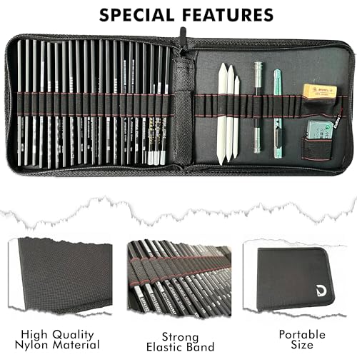 Image of DaKos Sketch Pencil Set - Drawing Pencil Set and Shading Pencil Set for Artists, with A5 Drawing Sketch Book, Perfect Sketching Kit of Charcoal Pencil and Shading Art (30 Pieces)