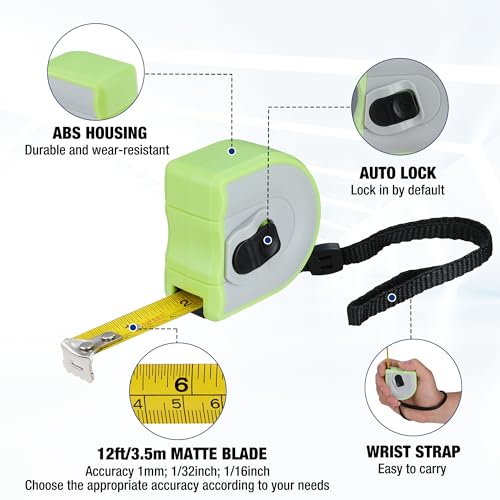 Workpro W002409 Mini Tape Measure, 3 Pcs 12Ft Auto-Lock Easy Reading Tape Measurement thumb #4