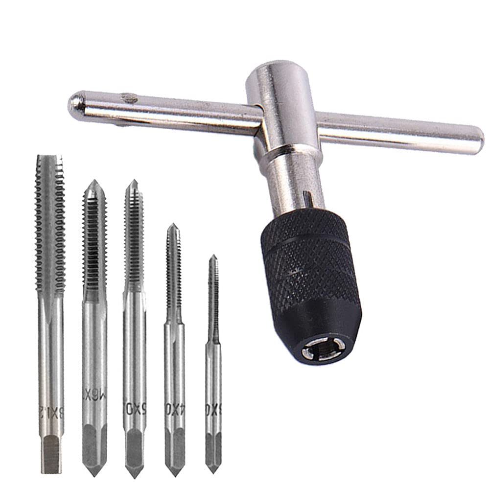 Froiny6pcs M3/m4//m6/m8 Hand Screw Thread Metric Plug Tap Set Diy Tool with Adjustable Tap