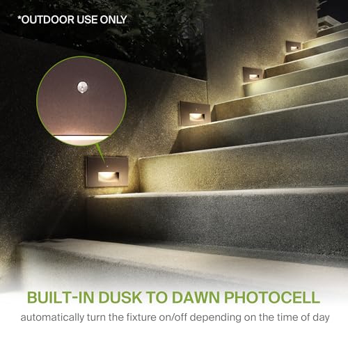 Image of ASD LED Step Light 4 Pack | Dusk to Dawn, Stair Riser Deck Patio | Bronze