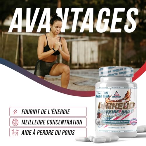 AS American Suplement | Pre Workout | PreWorkout Puissant “Wake Up” Caffeine Shot | Augmente L'Énergie | 100 Capsules | Aide à Améliorer les Performances | Contient de la Cafeine – Image 3
