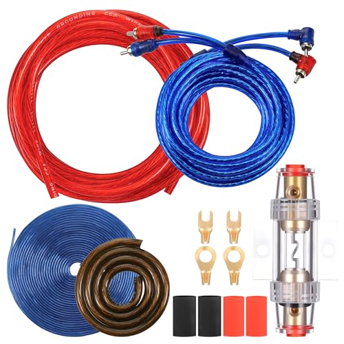 Kssvzz 10GA Auto Verstärker Kabelsatz Kfz Verstärker Kabelsatz Anschluss Set, Verstärker Endstufe Kabel 1500w Car Audio Wire, 4,5 m Stromkabel Endstufen Anschluss Kabelsatz installieren Verbinder Set