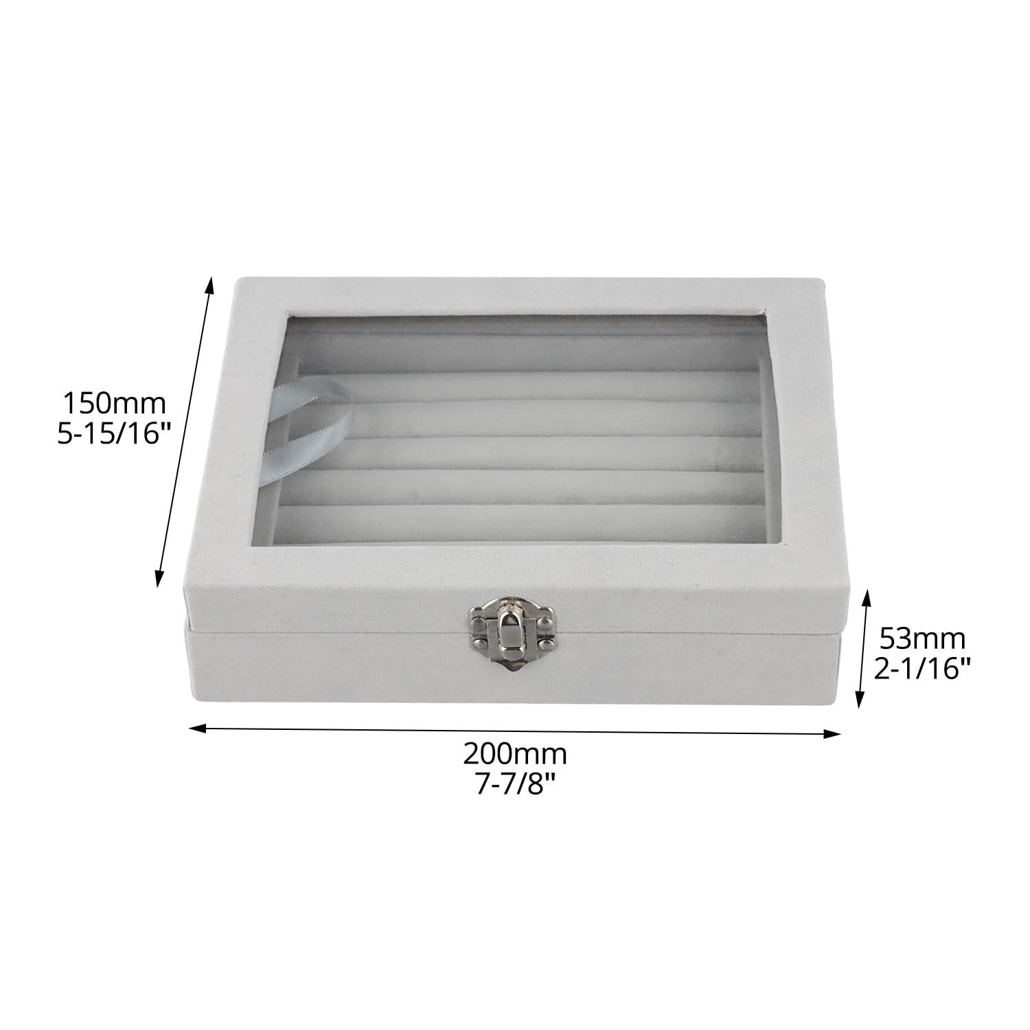 QWORK® Joyero de Terciopelo con Tapa Transparente, Organizador de Anillos 7 Compartimentos