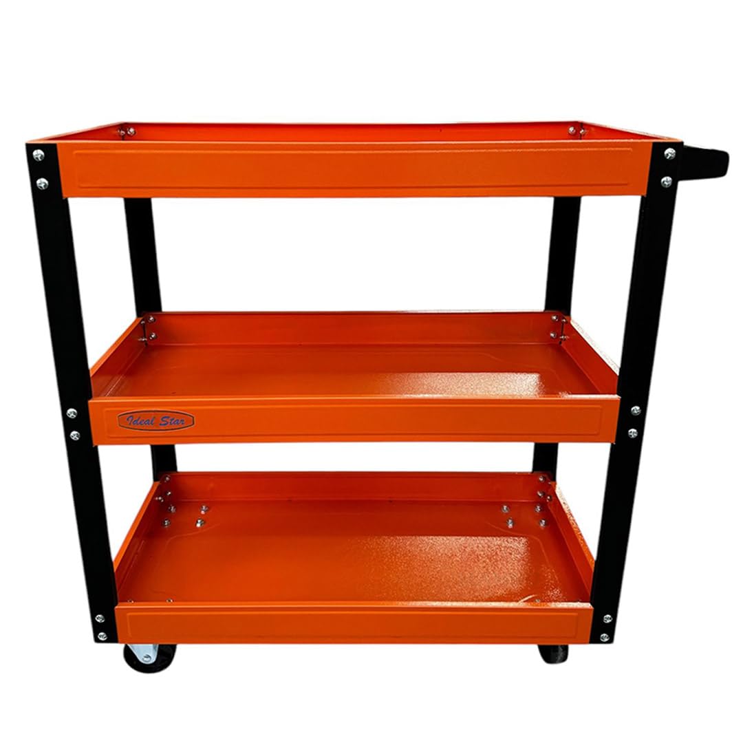 Carrello Porta Utensili 3 Ripiani in Acciaio con Ruote 70x35x76h cm