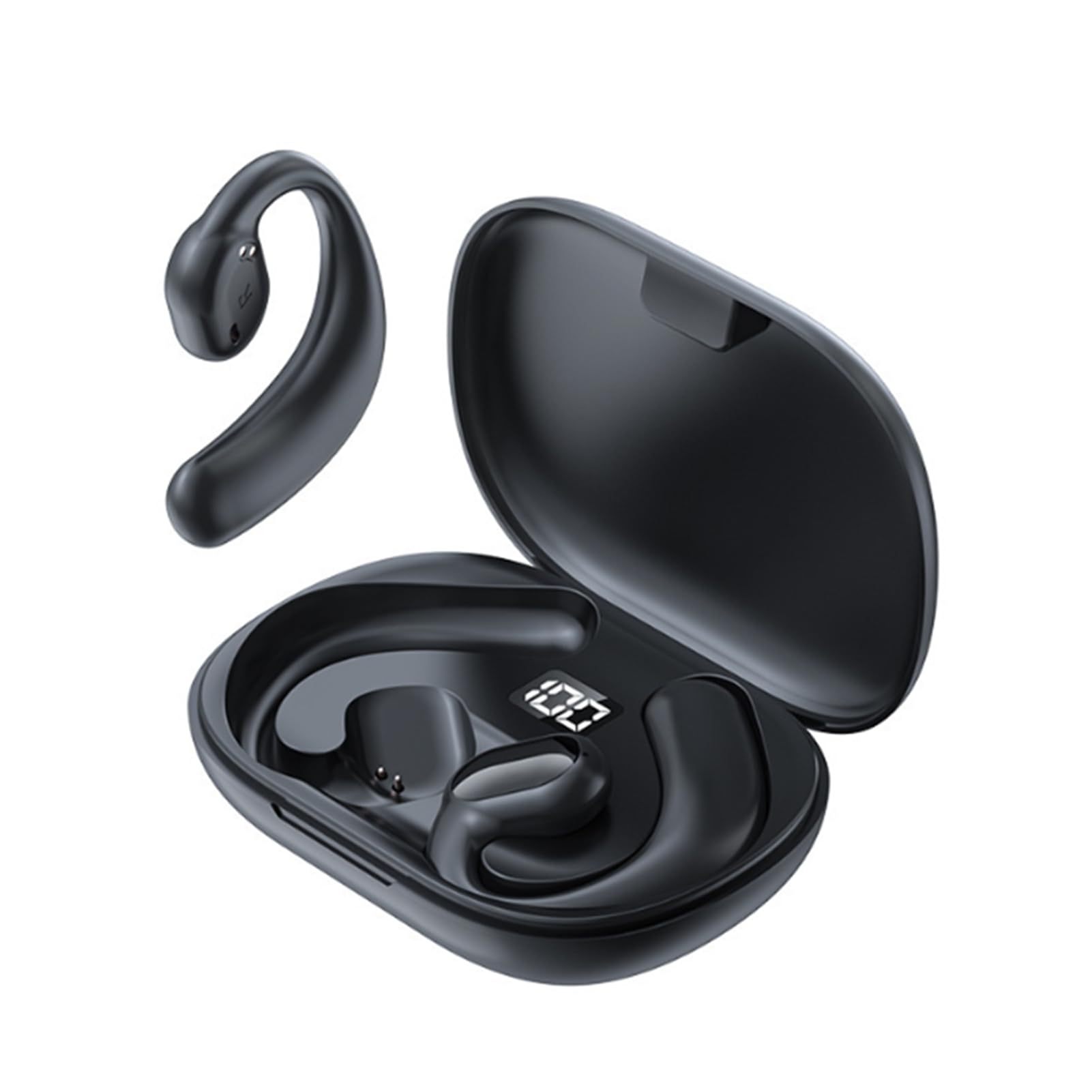 Auriculares Inalámbricos con Ganchos para los Oídos, Auriculares Abiertos de Conducción ósea, Auriculares Impermeables 5.3 para Ciclismo y Conducción, Cancelación de Ruido