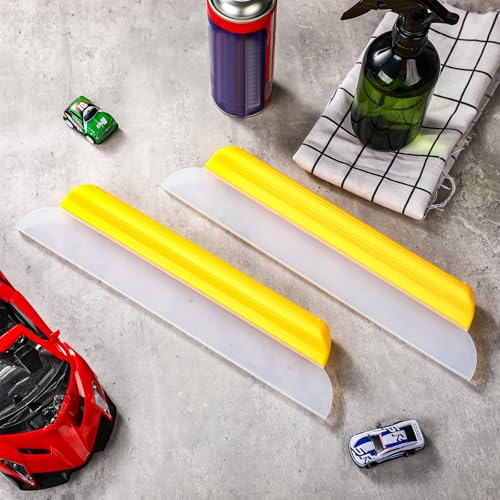 Image of 4 Pack 14 inch Car Drying Squeegee Longer Silicone Automotive Water Wiper Flexible Auto T-Bar Rubber Blade for Car Windshield Glass Window Bathroom Shower Squeegees Wash Tool (Yellow)
