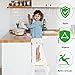 TRZX Foldable Toddler Kitchen Tower, Baby Montessori Kitchen Tower with Safety Rail, Kids Wooden Adjustable Learning Step Stool (Black)