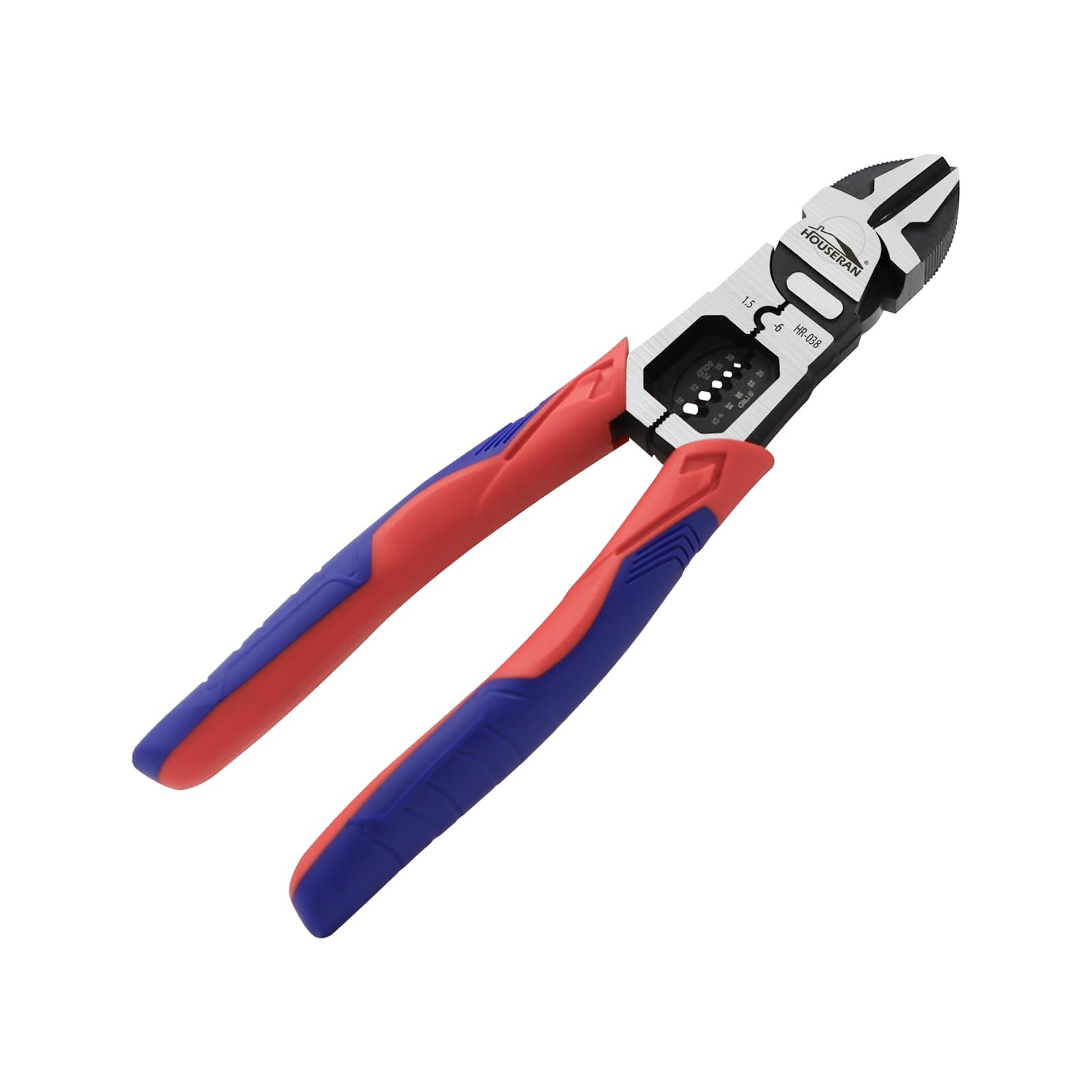 HOUSERAN Wire Cutters, Side Cutters with Wire Stripper and Crimper, 8.6 Inch Wire Cutters Heavy Duty, 3-in-1 Diagonal Cutters for Cutting, Crimping,
