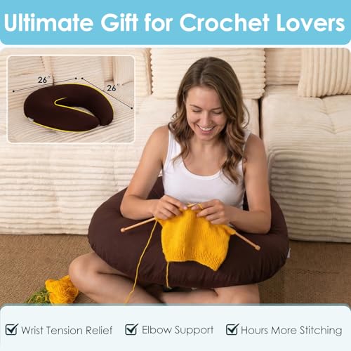 Image of QUEEN ROSE Reading Pillow for Gaming, Lap Desk Pillow for Sitting in Bed or Sofa, Compact Arm Support Pillow for Reading, Playing or Crocheting, Cooling Coffee