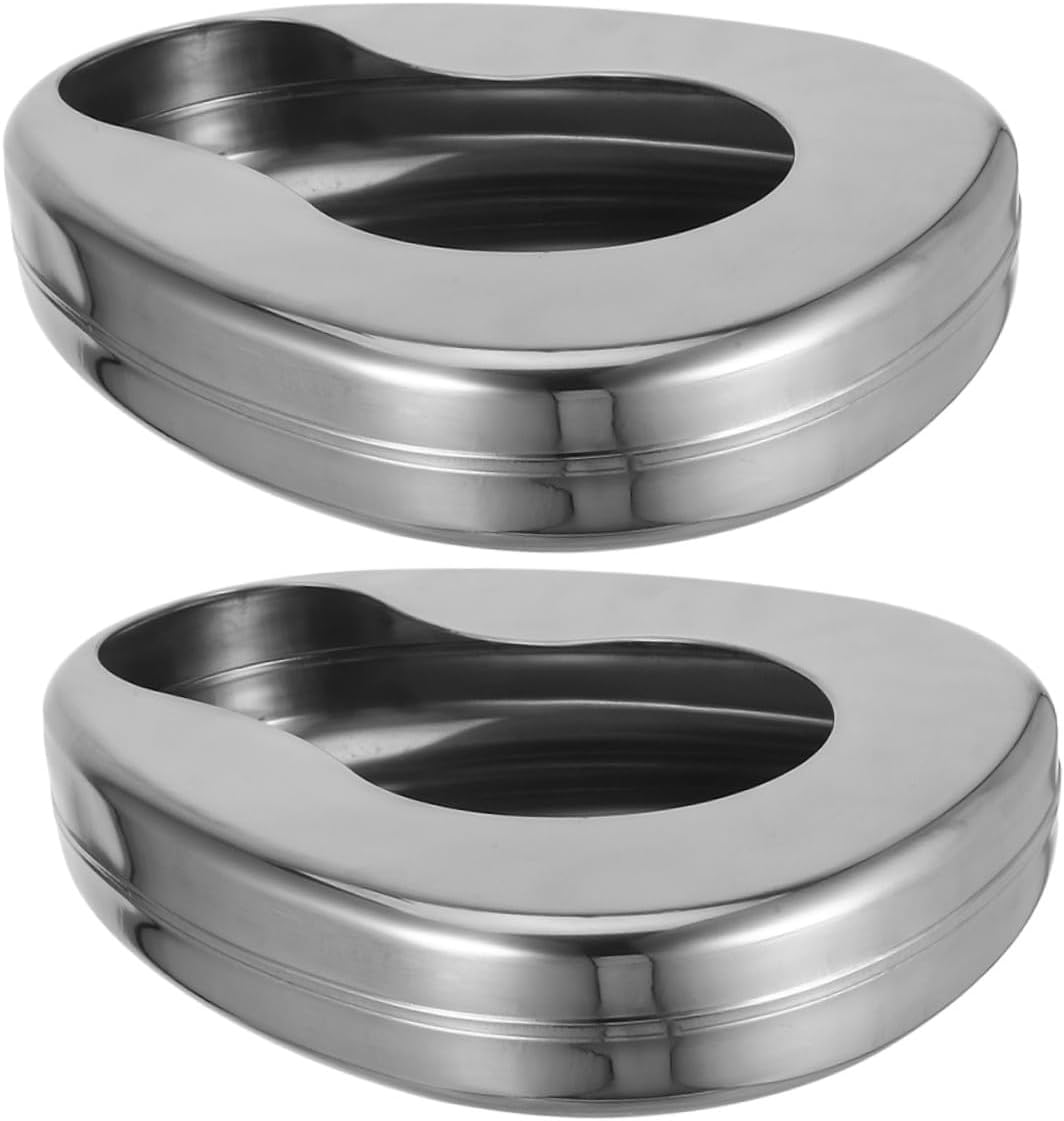 COLLBATH 2pcs Stainless Steel Bed Pan for Elderly Male Bedridden Patients Portable Bedpan with Clean Design Compact Night Pot for Home Care and Hospital Use