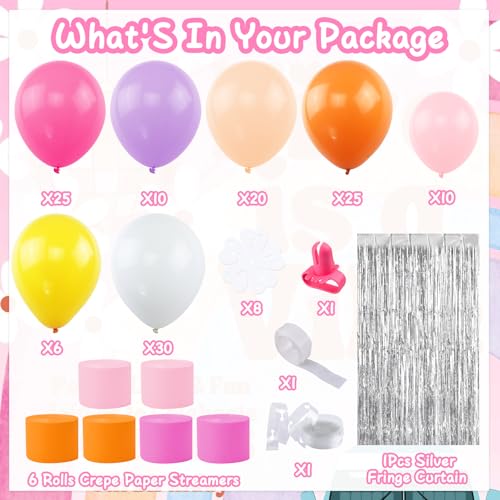 Pink Orange Groovy Balloon Arch Fringe Backdrop, Daisy Balloon Garland Arch Kit, Groovy Streamers for Flower Groovy Birthday Baby Shower Wedding Bachelorette Groovy Party Decorations by FHzytg - Image 2