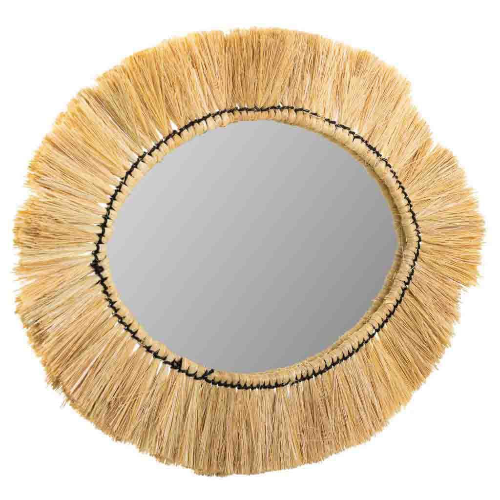 Miroir ovale en fibres naturelles pour une décoration douce inspirée de la nature