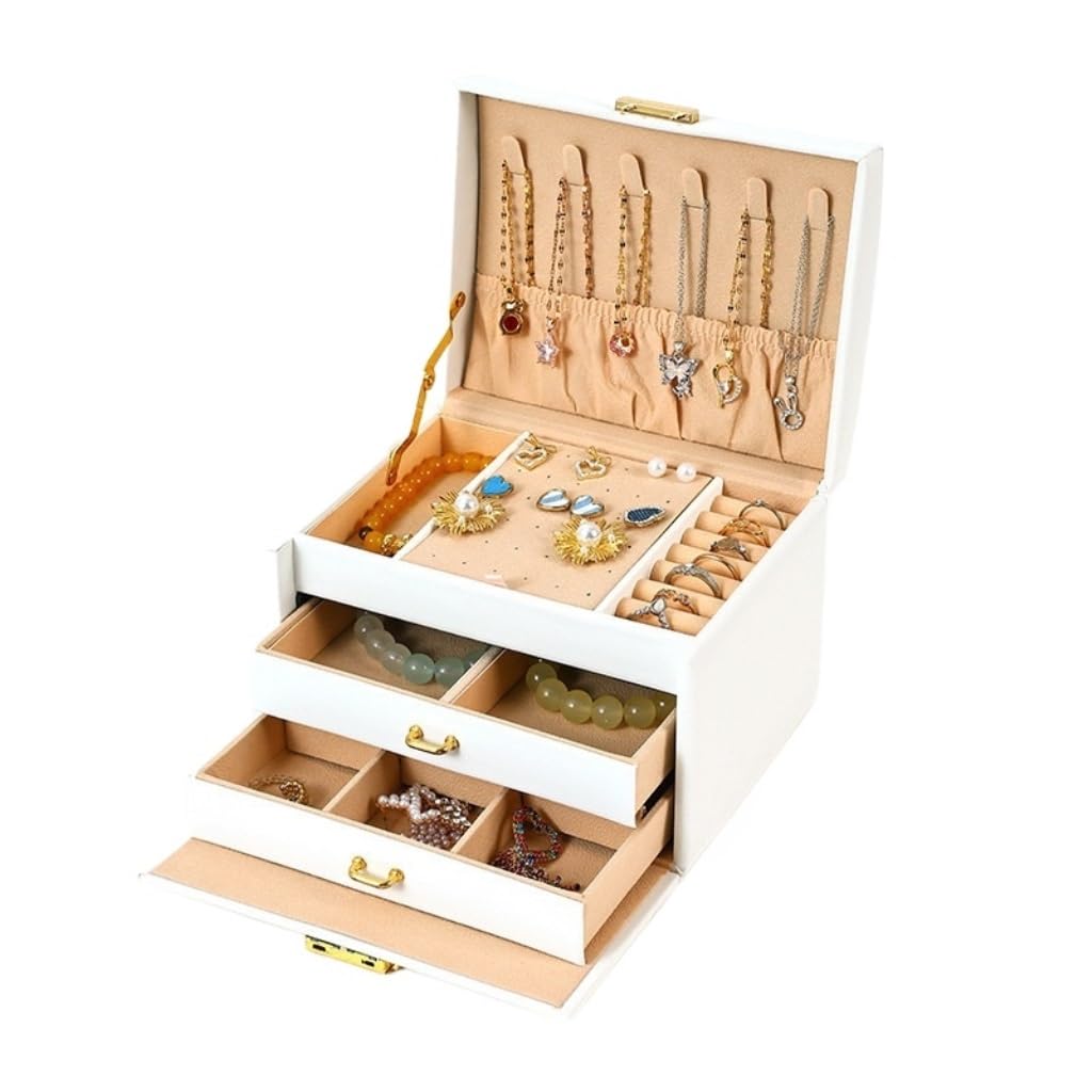 Amazon.com: Jewelry Box Three-Layer Portable Jewelry Box Double