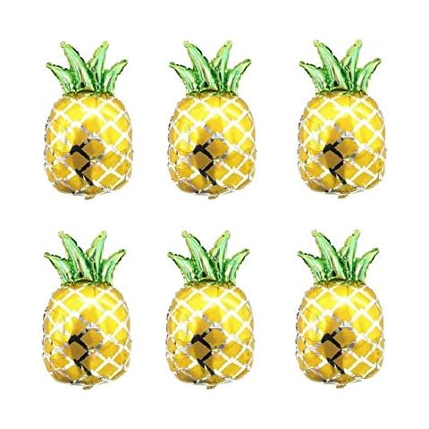 JANOU Pineapple Balloons Mylar Helium Hawaiian Gold Pineapple Balloons for Wedding Birthday Summer Tropical Luau Party Decoration Pack 6pcs Cover