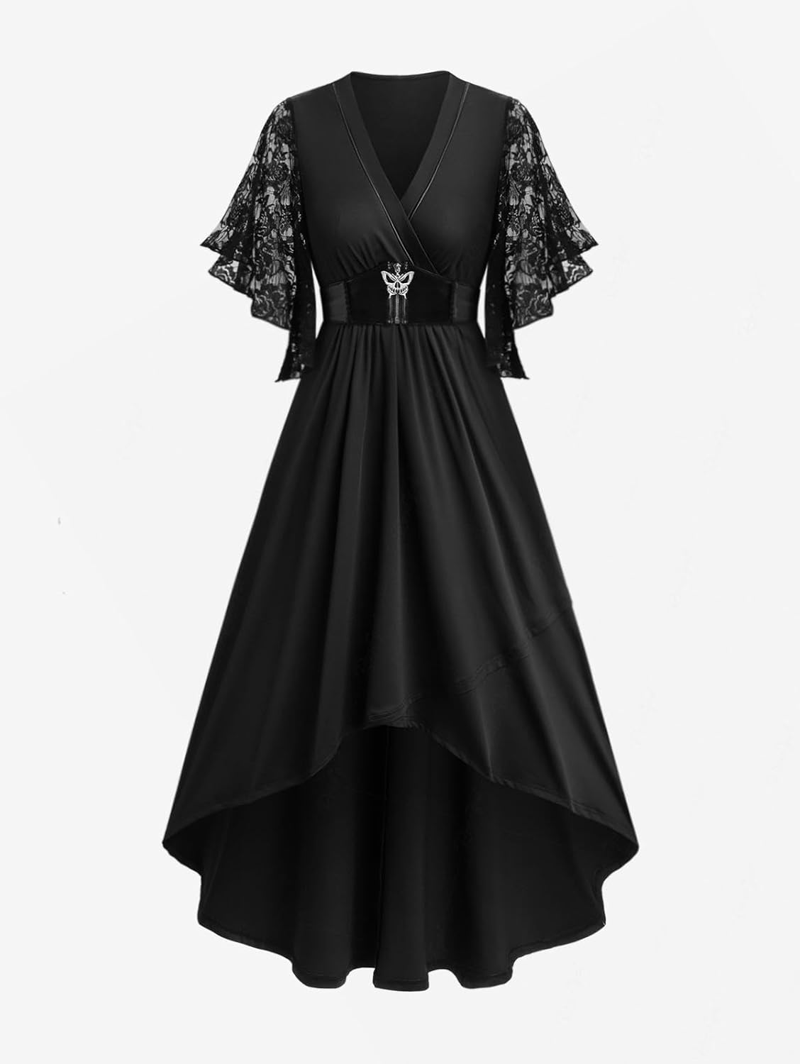 Witch Costume Women Halloween Costumes 2026 Gothic Lace Mesh Butterfly Sleeve A Line Vampire Dress - Image 4