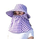 [Ｗａｈａｔａｒ] 2個入り ガーデニング 帽子 農園帽 サンバイザー UVカット つば広 折りたたみ 紫外線対策 日よけ 首ガード おしゃれ帽子 フェイスカバー 農作業 園芸 釣り アウトドア (パープル（2個）) [並行輸入品]