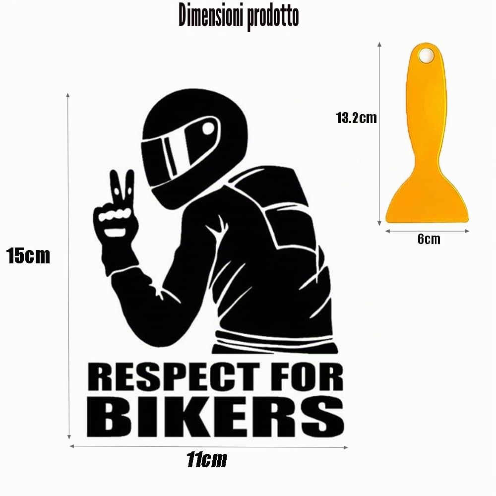 3 Pezzi Adesivi per Auto Rispetto per Motociclisti Decorazione per Auto Moto Computer Portatile Skateboard per Veicoli Alla Moda ed Elegante con Raschietto in PlasticaTablet