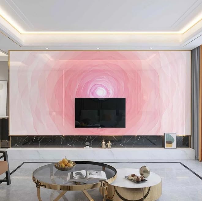 Papier peint 3D abstrait rose pour masquer un grand mur vide - 2